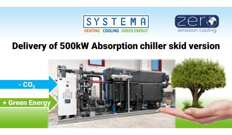 Delivery of a lithium bromide absorption chiller at low temperatures 80/65°C